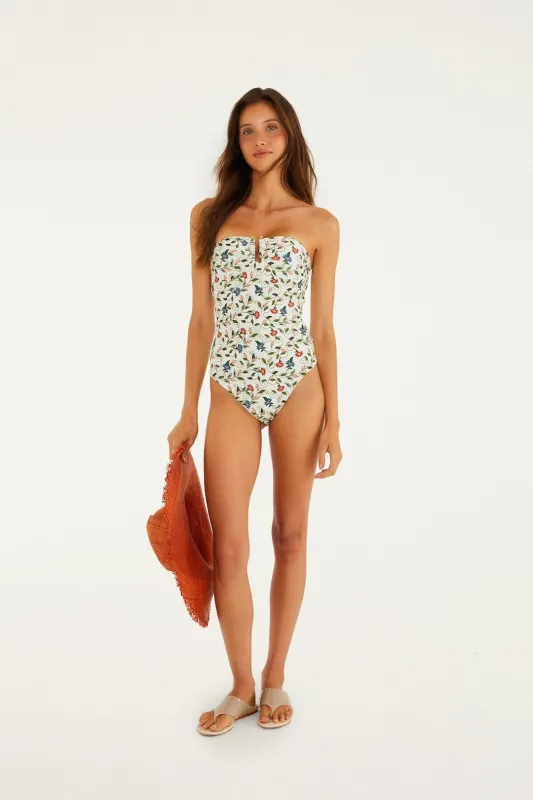 Off-White Stitched Garden One Piece Bandeau sold by FARM Rio