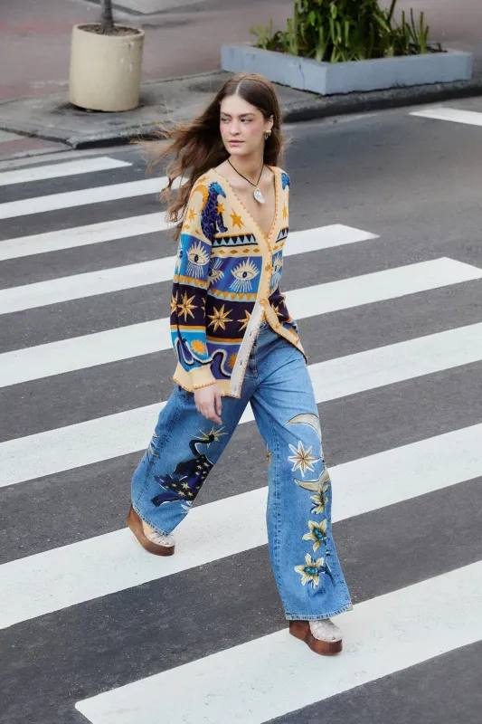 Denim Mystical Wide-Leg Pants sold by FARM Rio