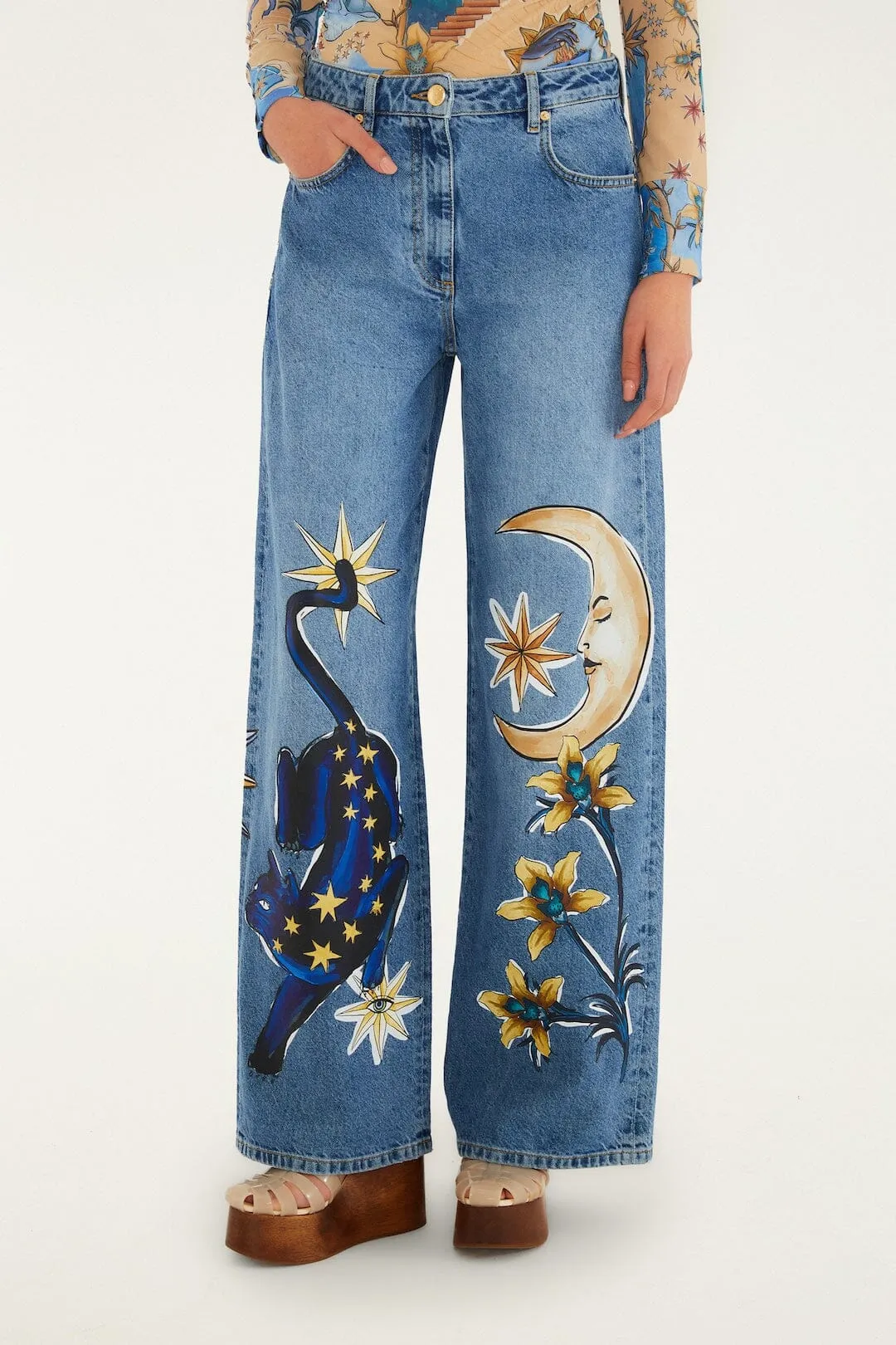 Denim Mystical Wide-Leg Pants sold by FARM Rio product image thumbnail 5