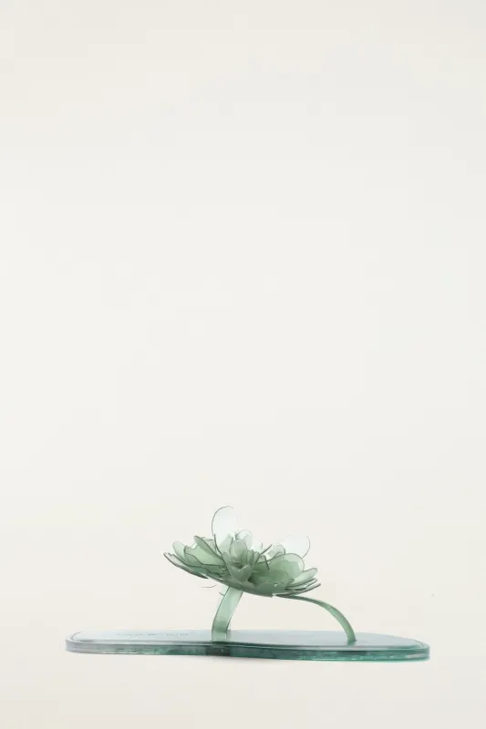 Green Jelly Flower Flat Sandal made by FARM Rio