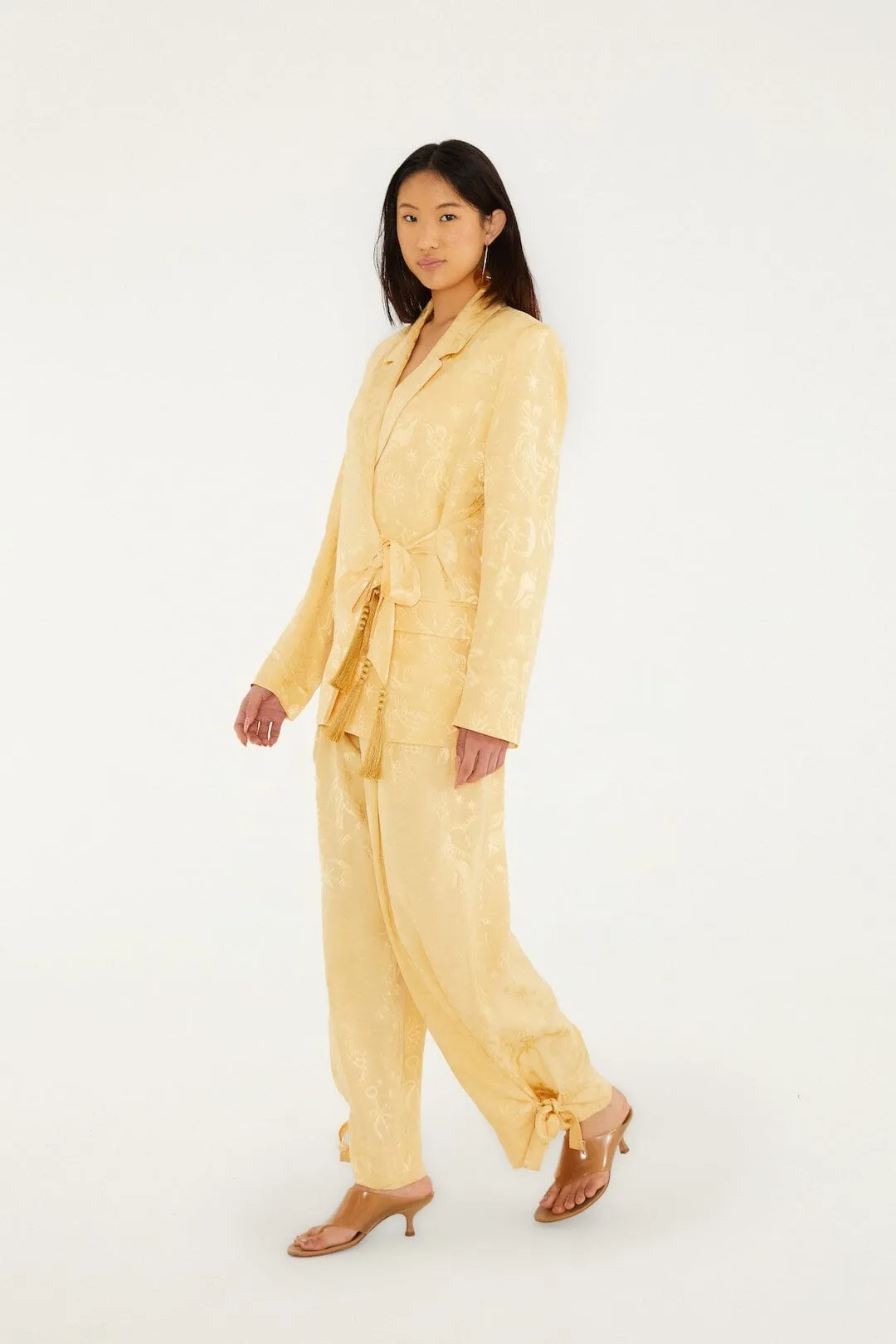 Beige Notched Lapel Front Ties Blazer sold by FARM Rio product image thumbnail 4