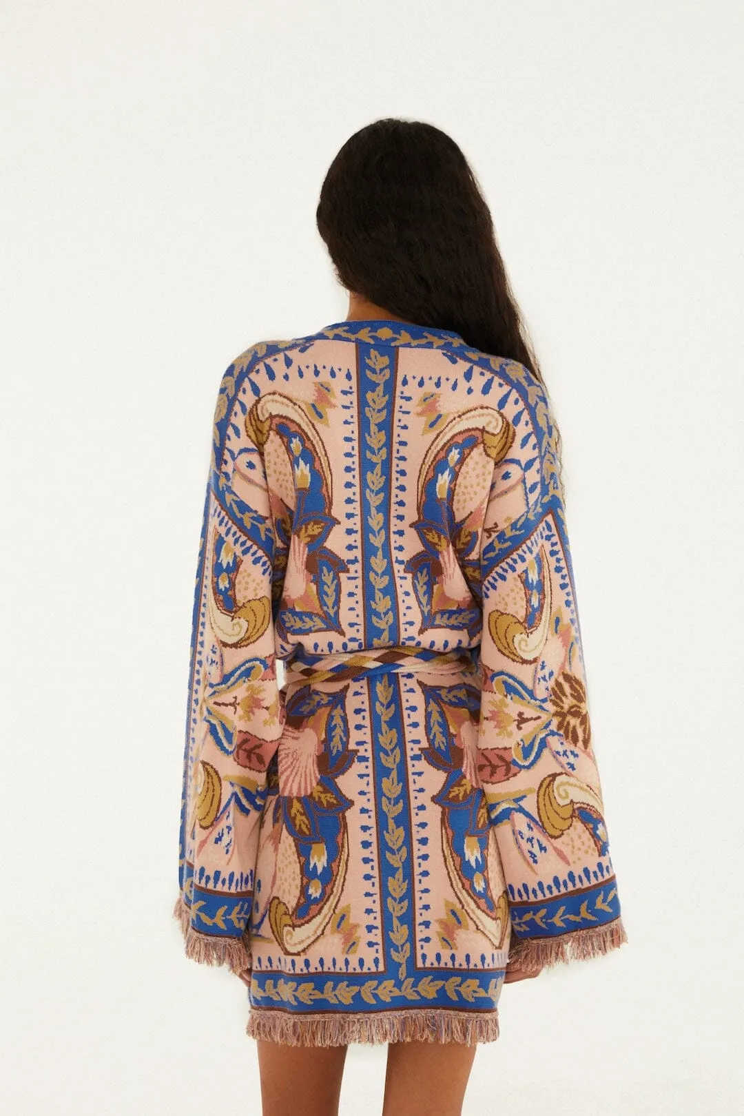 Blue Sea Garden Scarf Tassels Knit Mini Dress sold by FARM Rio product image thumbnail 3