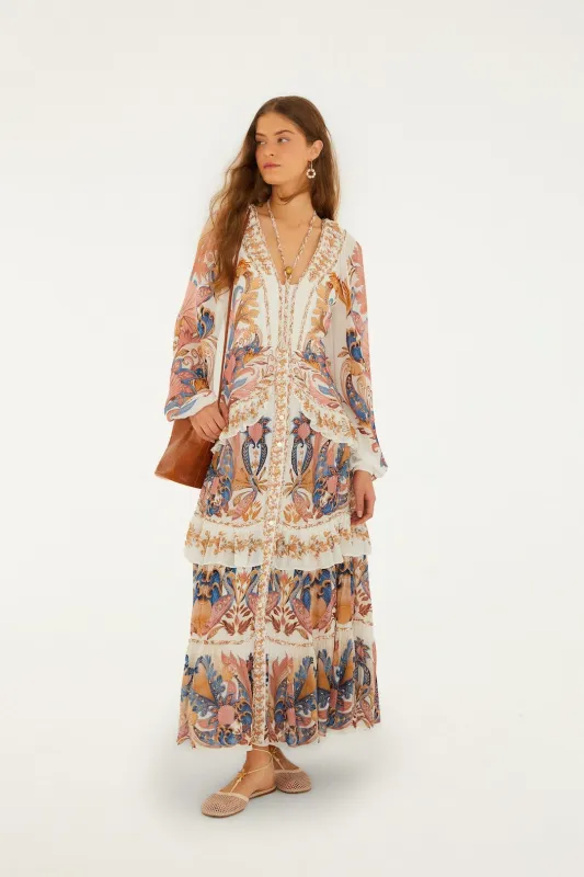 Off-White Sea Garden Ruffled Maxi Dress sold by FARM Rio