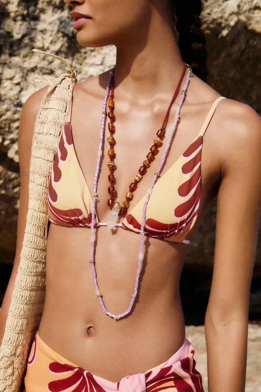 Soft Yellow Arabesc Triangle Bikini Top sold by FARM Rio