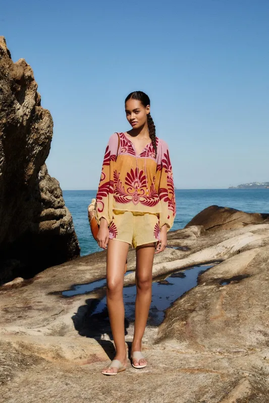 Soft Yellow Arabesc Shorts sold by FARM Rio