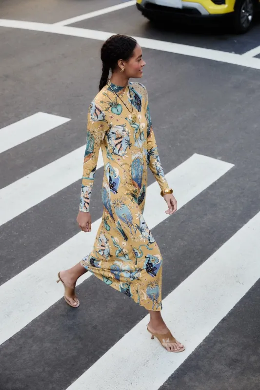 Sand Mystical Long Sleeve Maxi Dress sold by FARM Rio