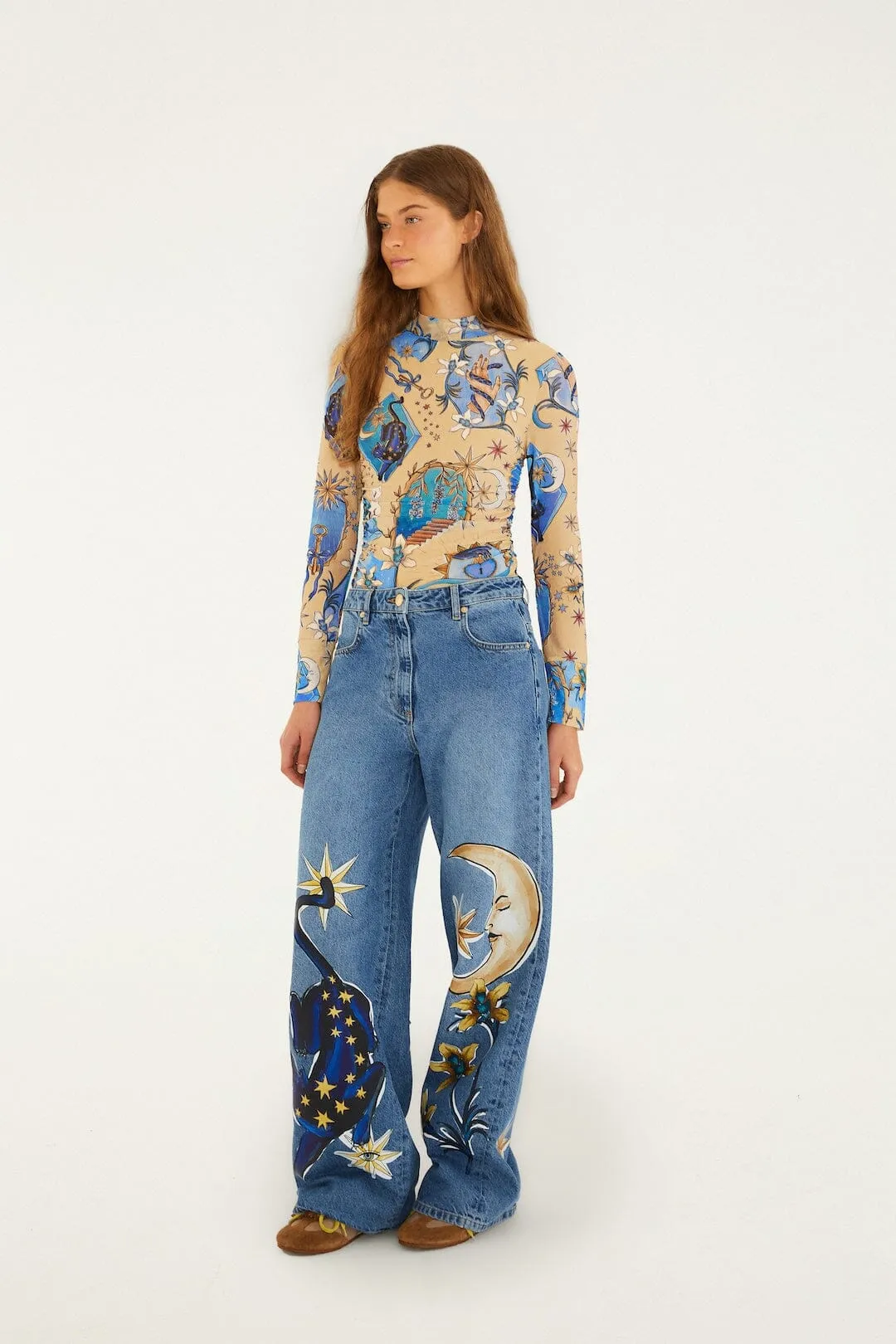 Sand Mystical Long Sleeve Tulle Blouse sold by FARM Rio product image thumbnail 4