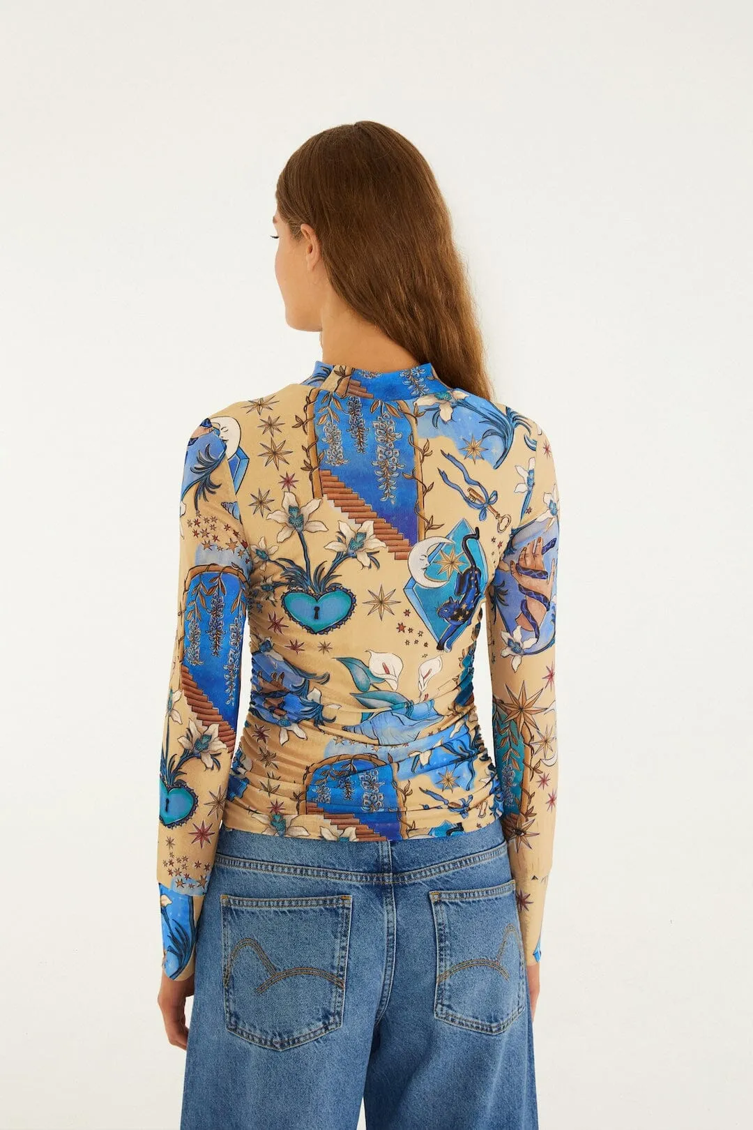 Sand Mystical Long Sleeve Tulle Blouse sold by FARM Rio product image thumbnail 3
