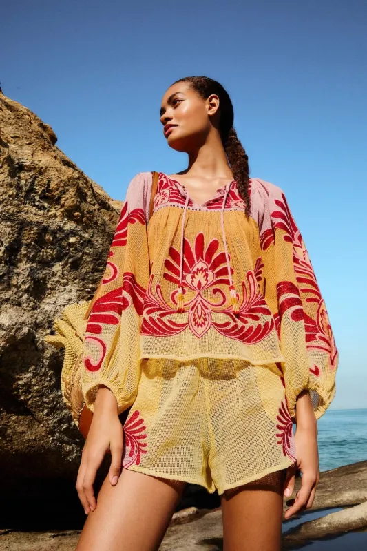 Soft Yellow Arabesc Blouse sold by FARM Rio