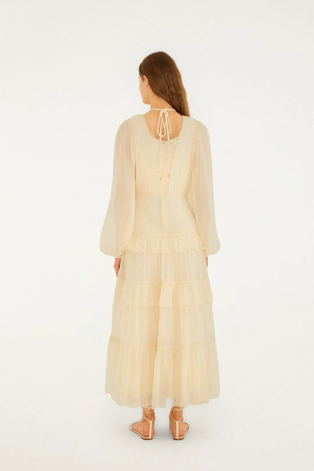 Butter Yellow Ruffled Buttoned Maxi Dress sold by FARM Rio product image thumbnail 3