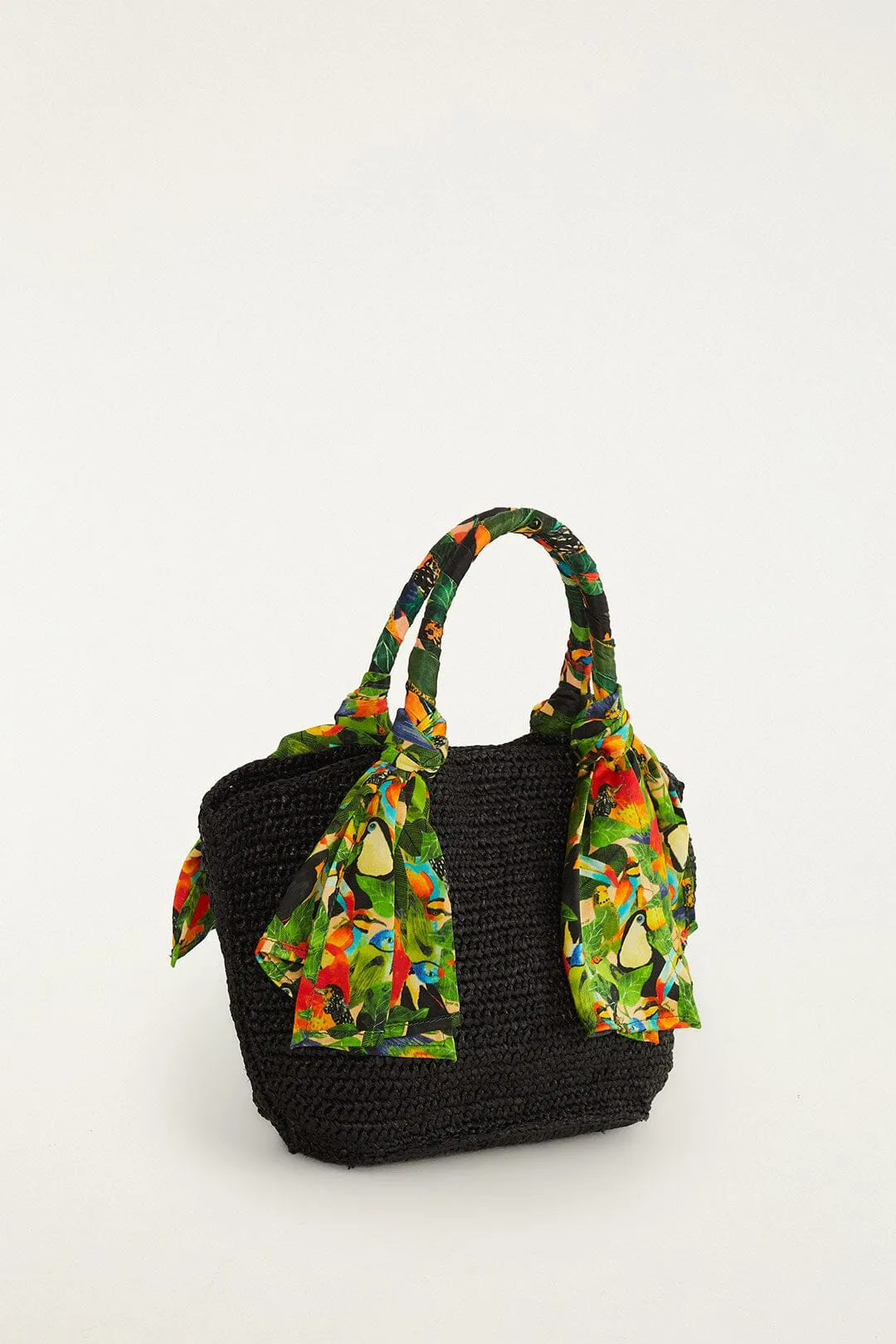 Black Scarf Raffia Mini Basket Bag sold by FARM Rio product image thumbnail 2
