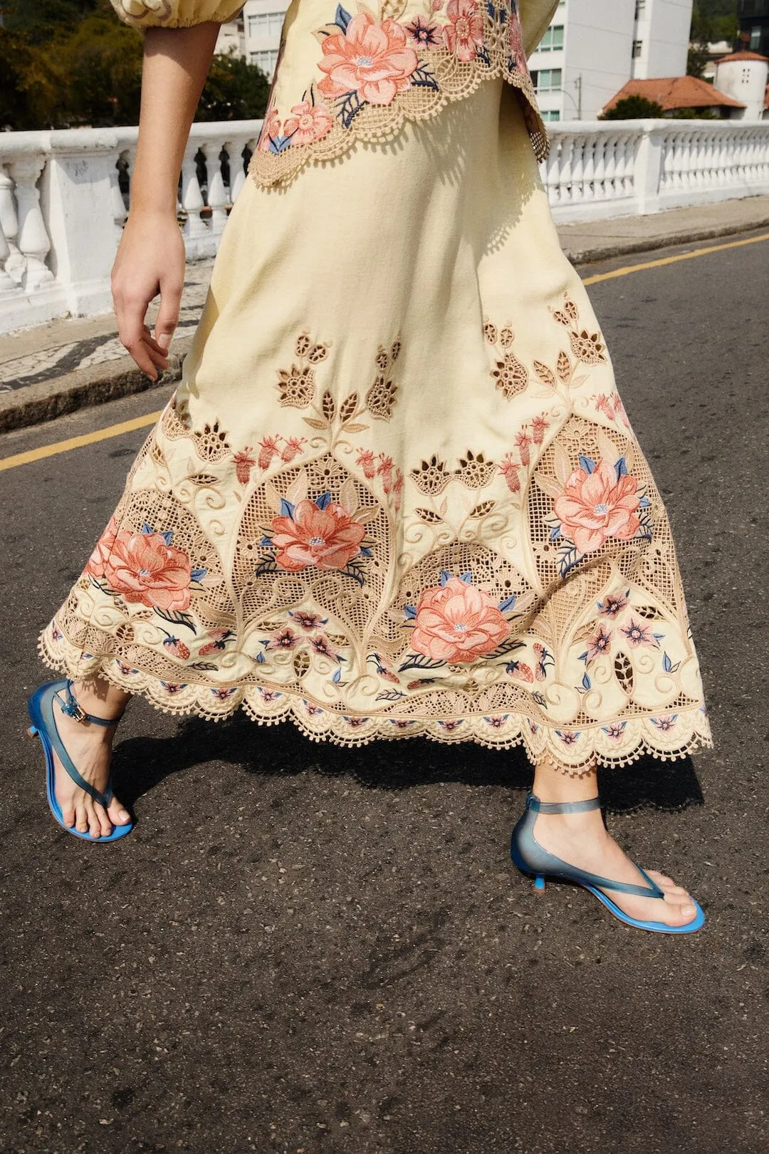 Butter Yellow Embroidered Lenzing Ecovero Euroflax Midi Dress sold by FARM Rio product image thumbnail 2