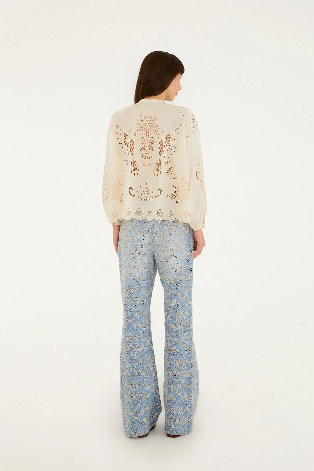 Denim Eyelet Pockets Flare Pants sold by FARM Rio product image thumbnail 3