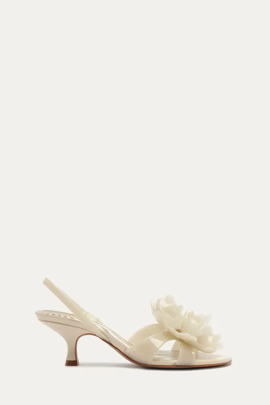 Off-White Flower Jelly Heeled Sandal made by FARM Rio