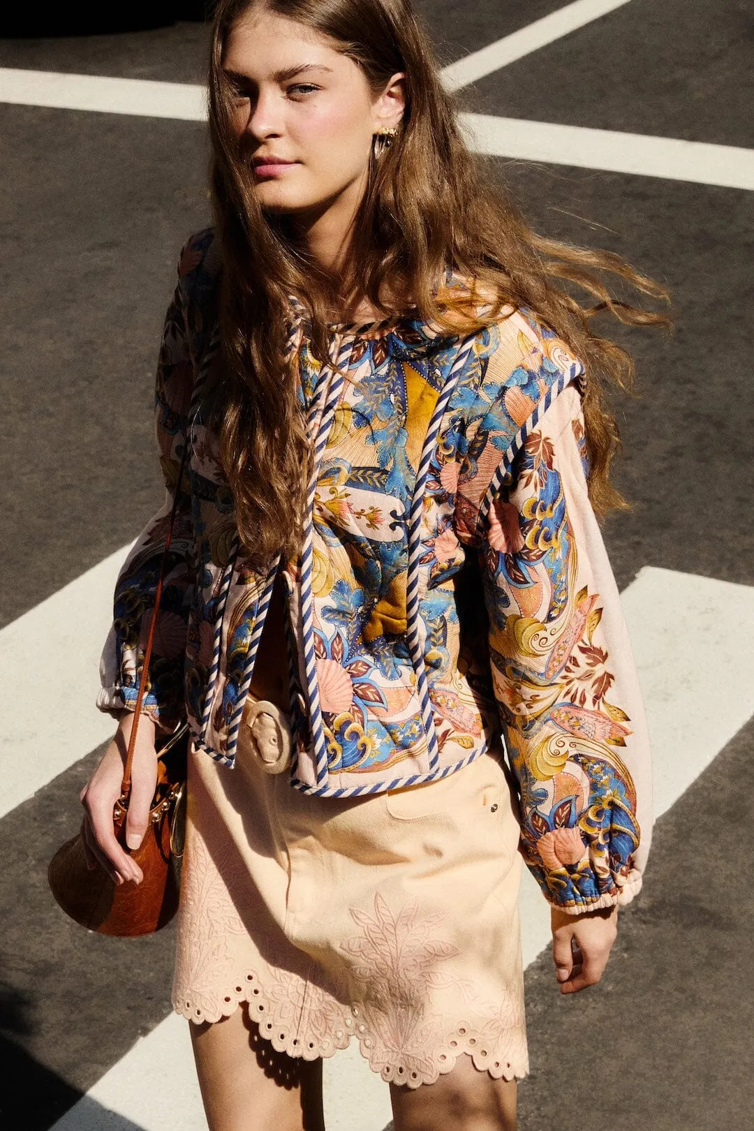 Soft Pink Sea Garden Scarf Buttoned Jacket sold by FARM Rio