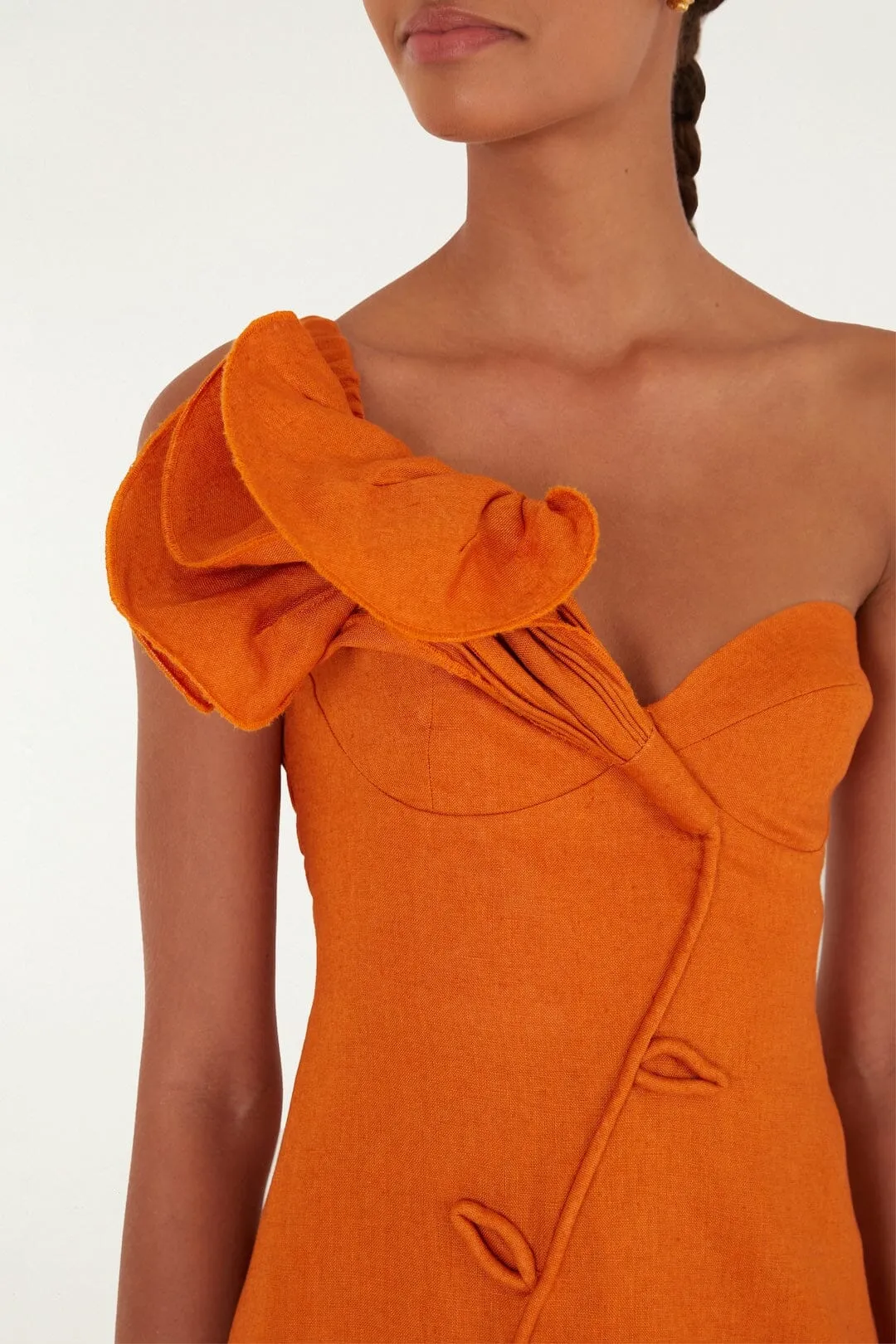 Orange Flower Euroflax Premium Linen Mini Dress sold by FARM Rio product image thumbnail 2