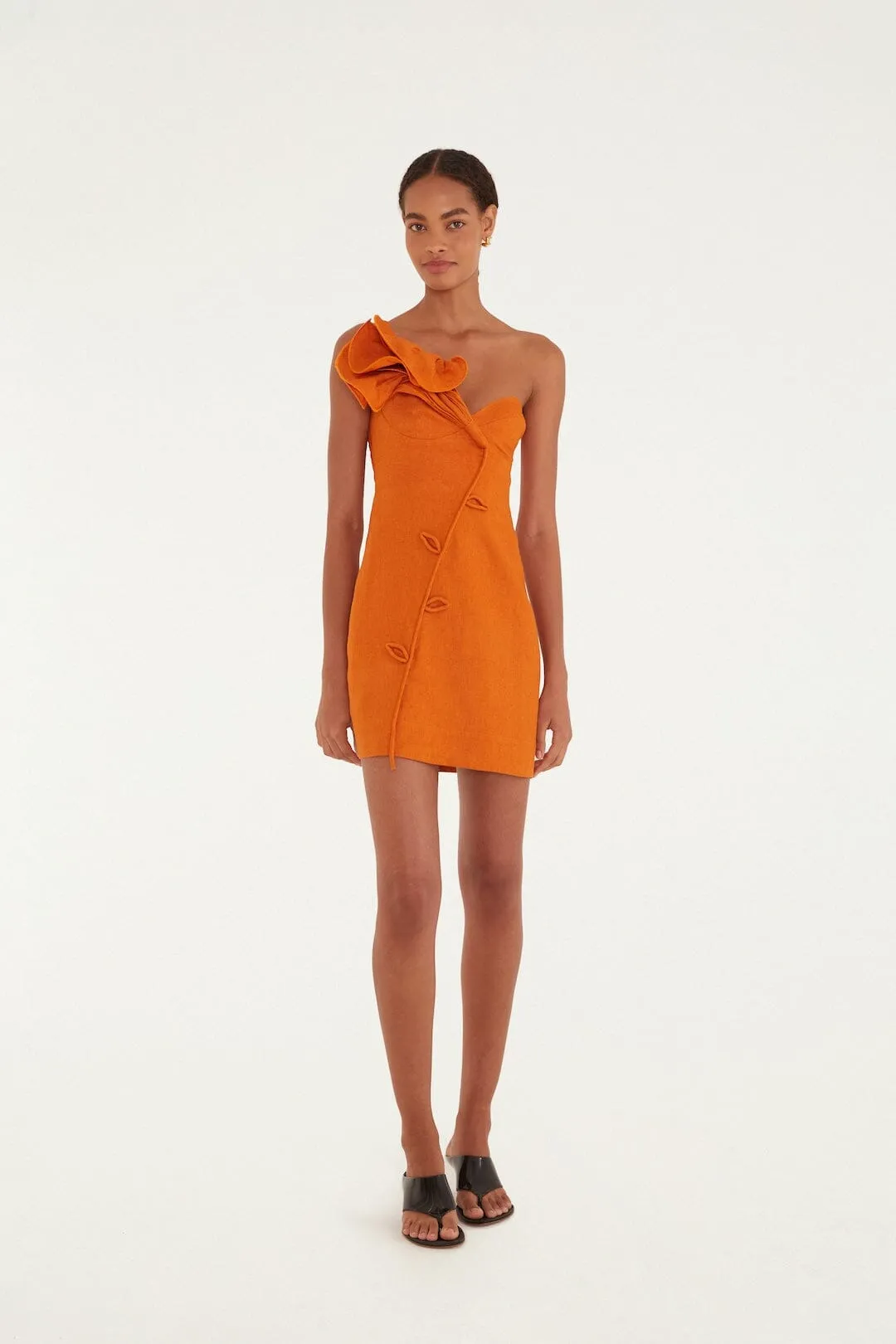 Orange Flower Euroflax Premium Linen Mini Dress sold by FARM Rio product image thumbnail 4