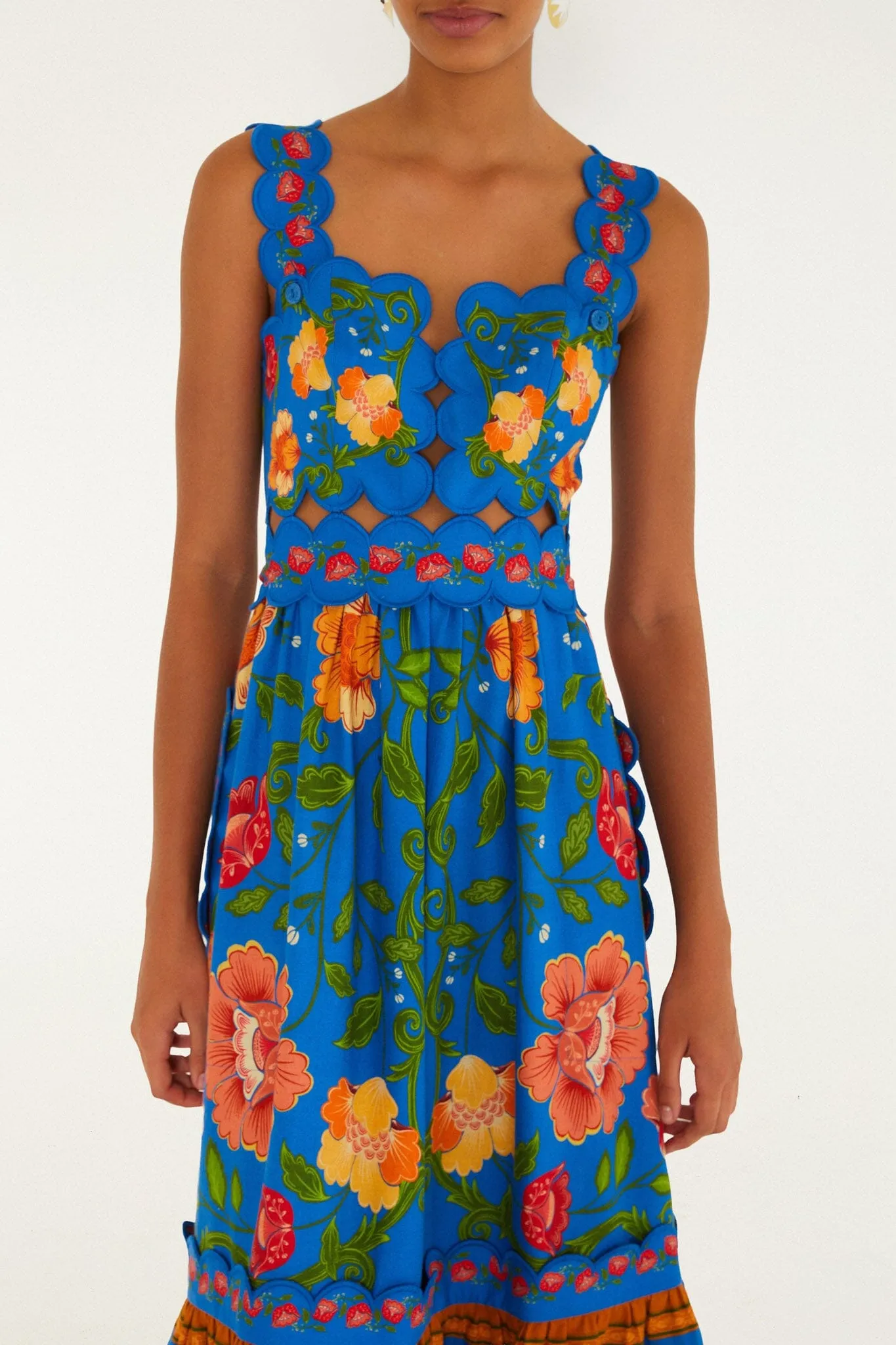 Bright Blue Rococo Flowers Lenzing™ Ecovero™ Euroflax™ Midi Dress sold by FARM Rio product image thumbnail 2