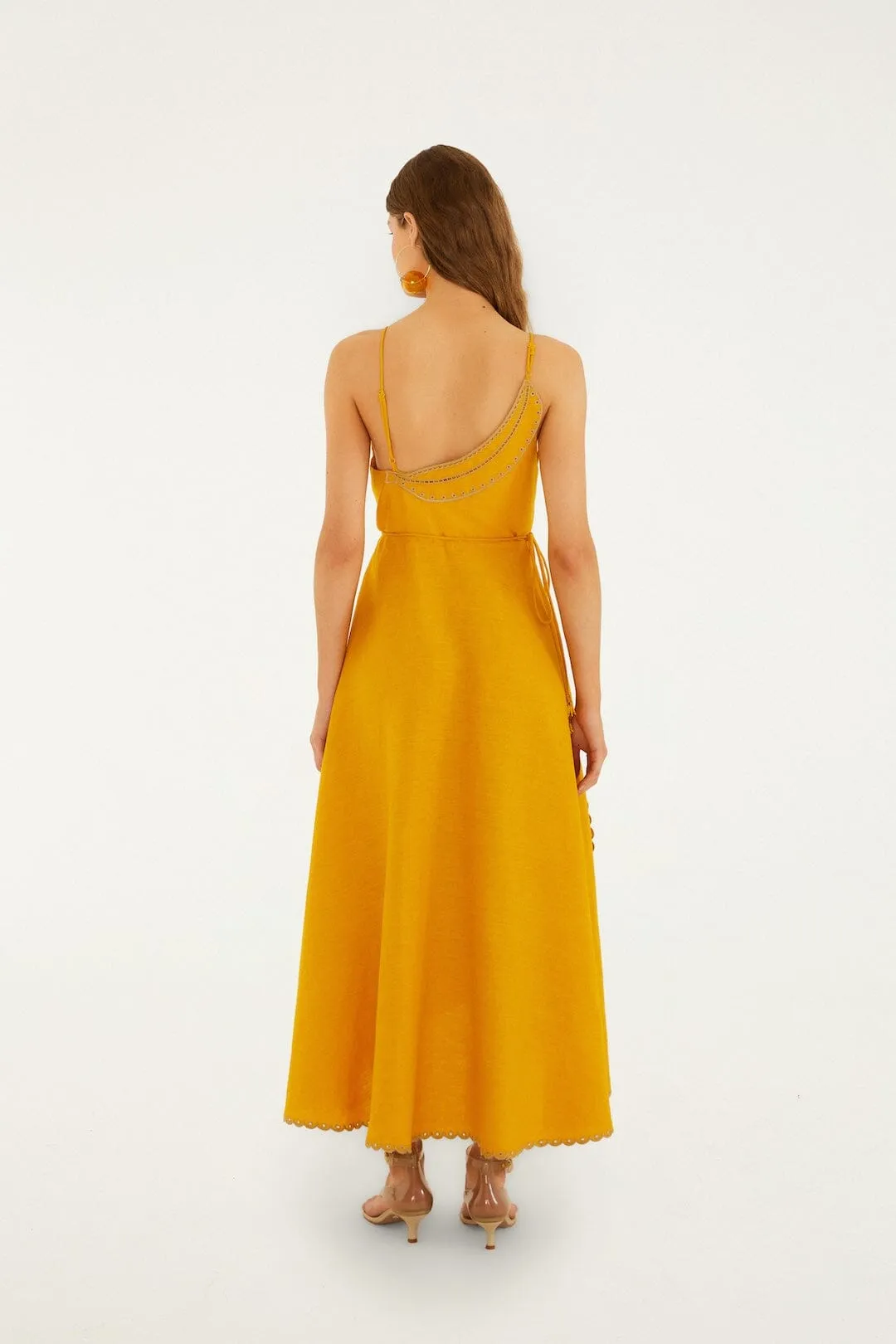 Yellow Bananas Euroflax™ Premium Linen Maxi Wrap Dress sold by FARM Rio product image thumbnail 3