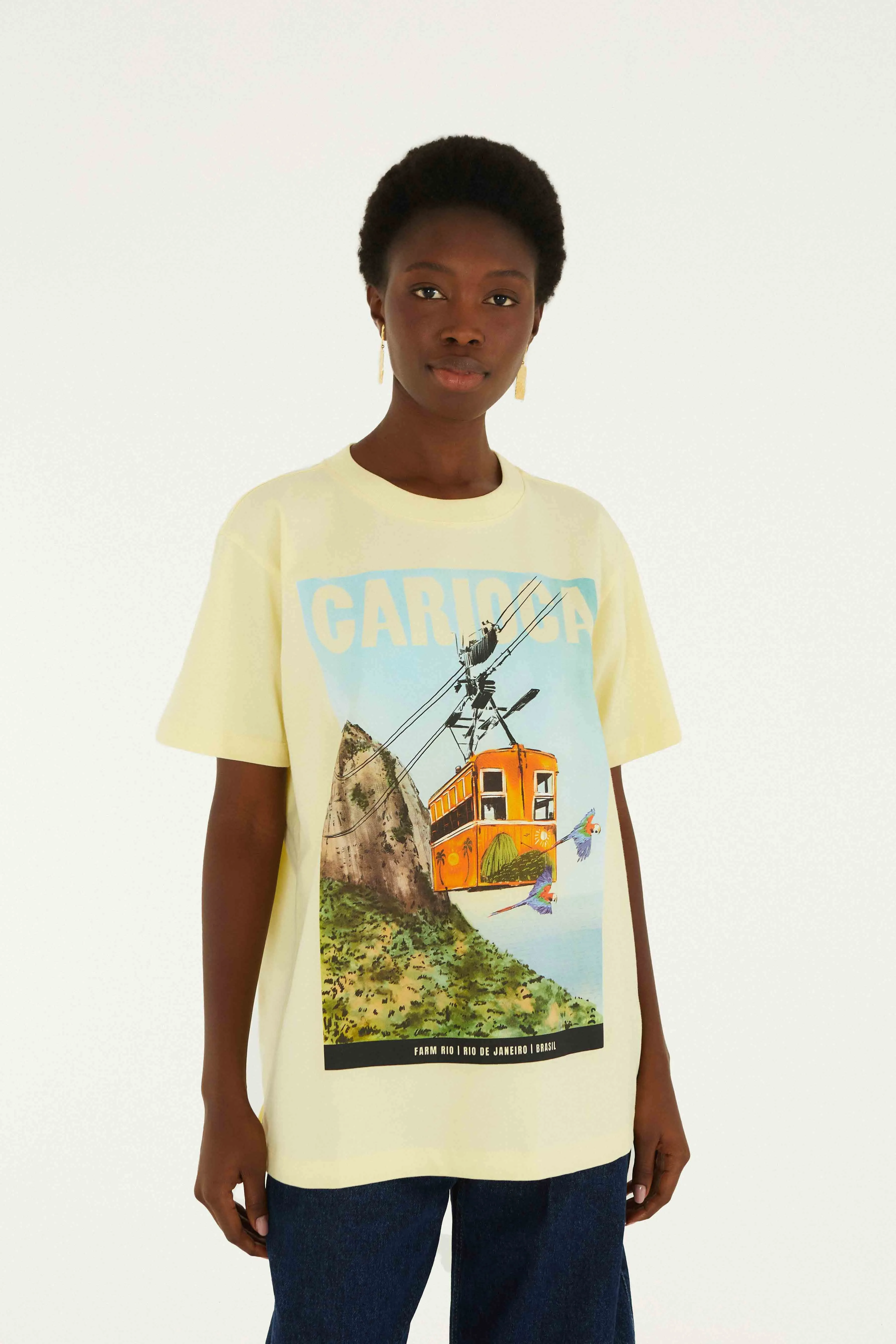 Bondinho Landscape Carioca Organic Cotton Relaxed T-Shirt sold by FARM Rio product image thumbnail 4