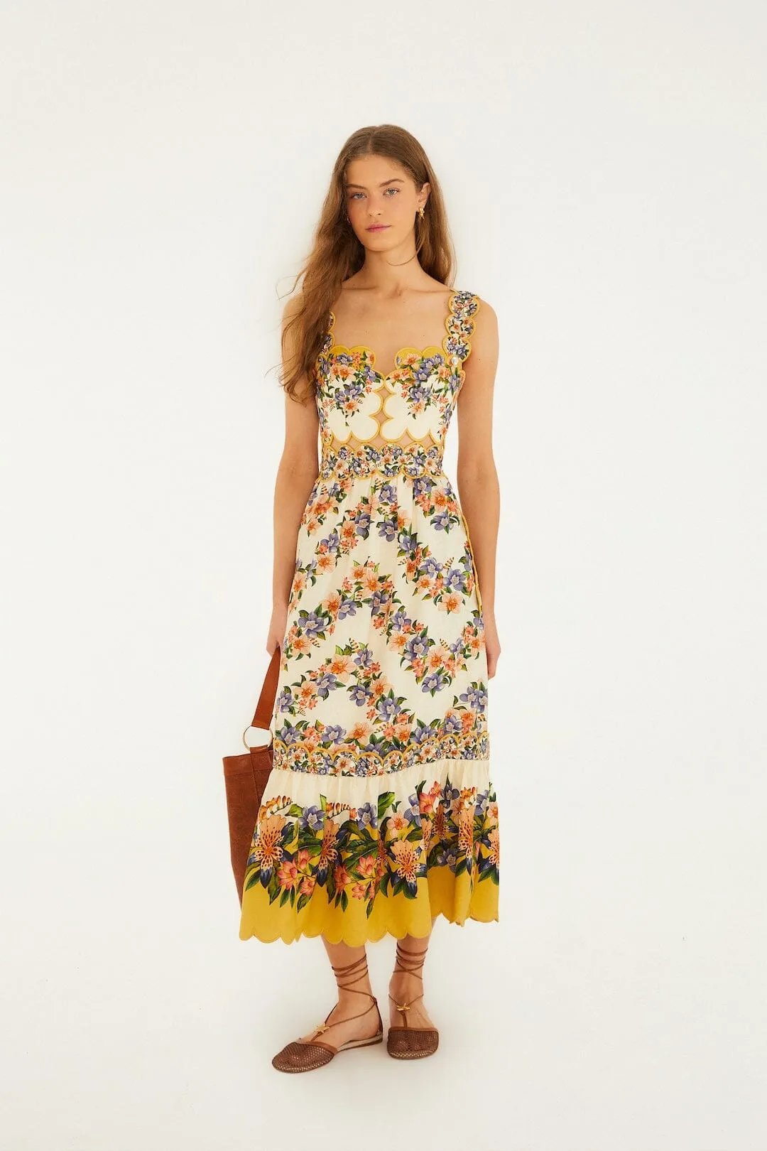 Sand Hilo Stripes Lenzing™ Ecovero™ Euroflax™ Midi Dress sold by FARM Rio