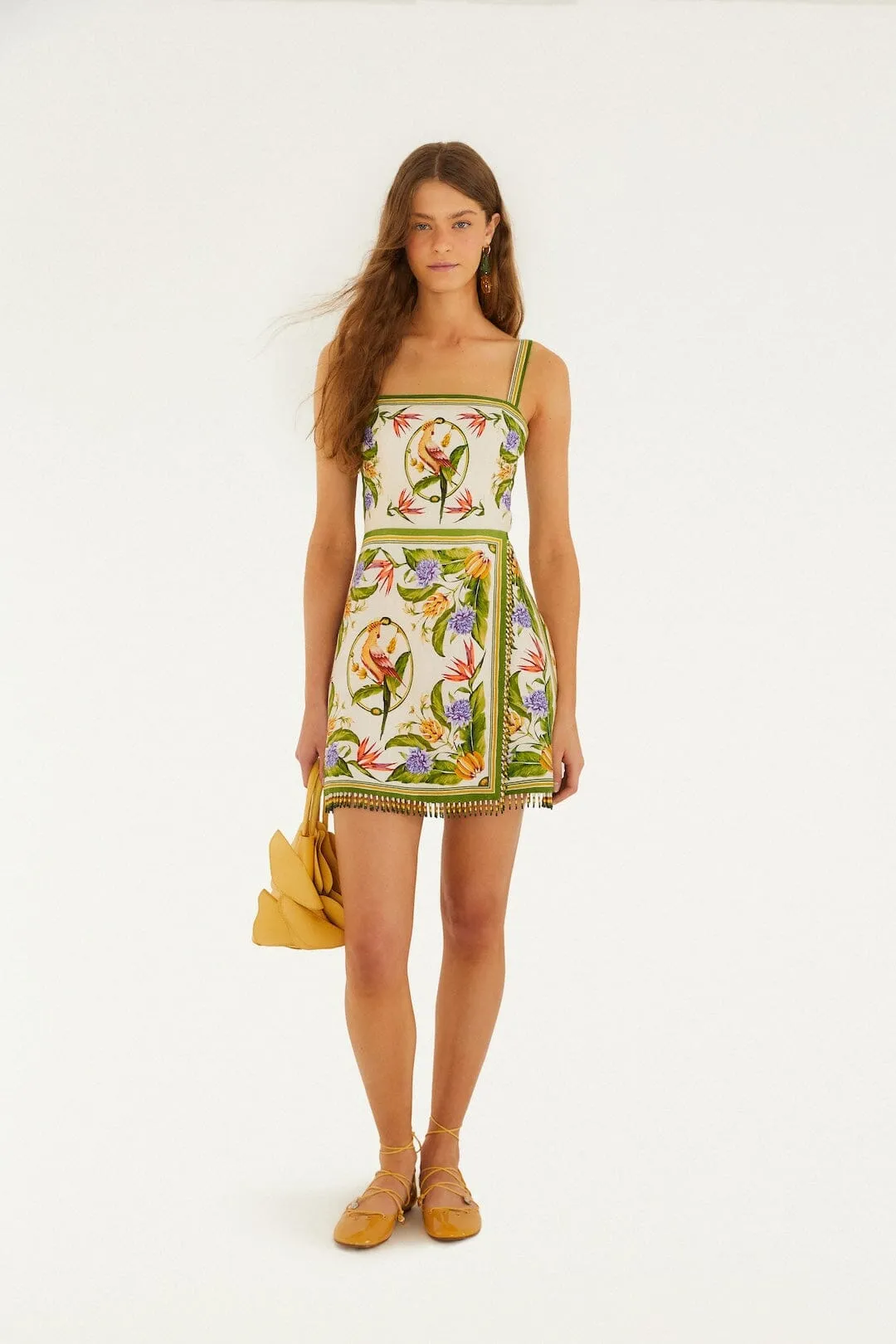 Sand Tropical Scarf Euroflax™ Premium Linen Sleeveless Mini Dress sold by FARM Rio