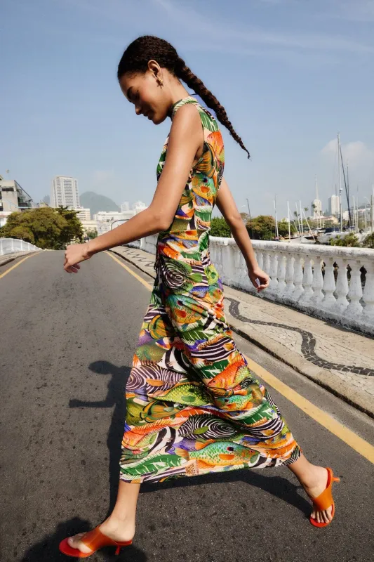 Multicolor Fish Sea Sleeveless Maxi Dress sold by FARM Rio