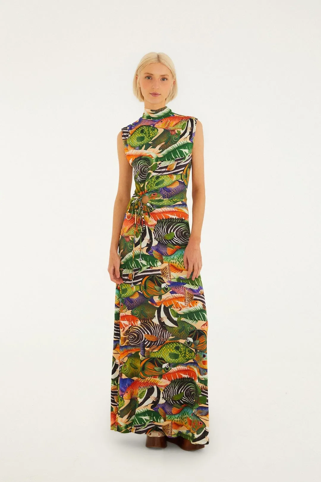 Multicolor Fish Sea Sleeveless Maxi Dress sold by FARM Rio product image thumbnail 4