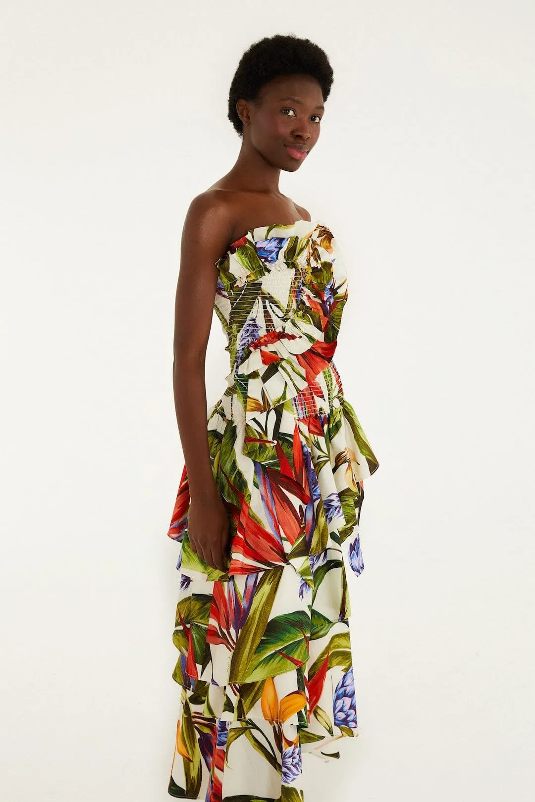 Sand Florart Strapless Maxi Dress sold by FARM Rio product image thumbnail 4