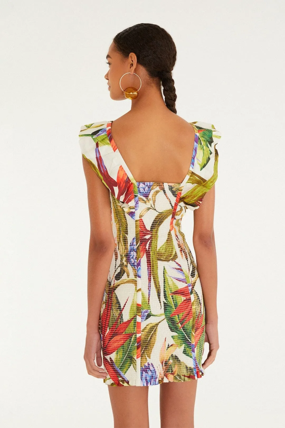 Sand Florart Short Sleeve Mini Dress sold by FARM Rio product image thumbnail 3