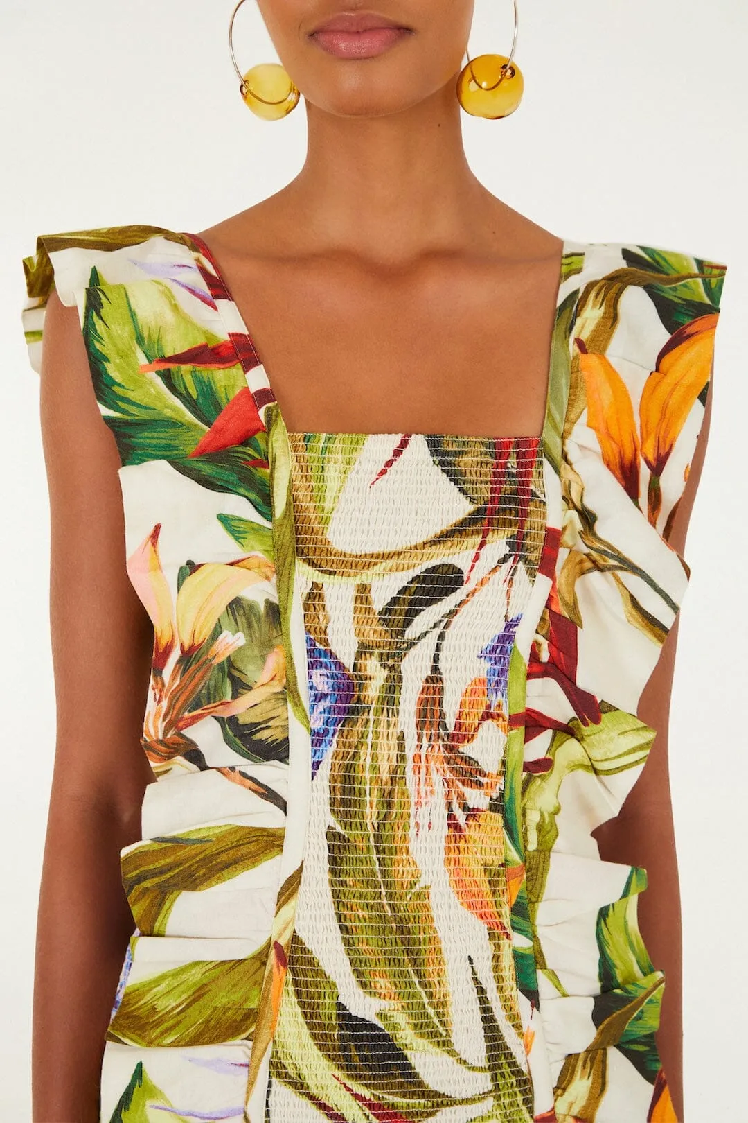 Sand Florart Short Sleeve Mini Dress sold by FARM Rio product image thumbnail 2