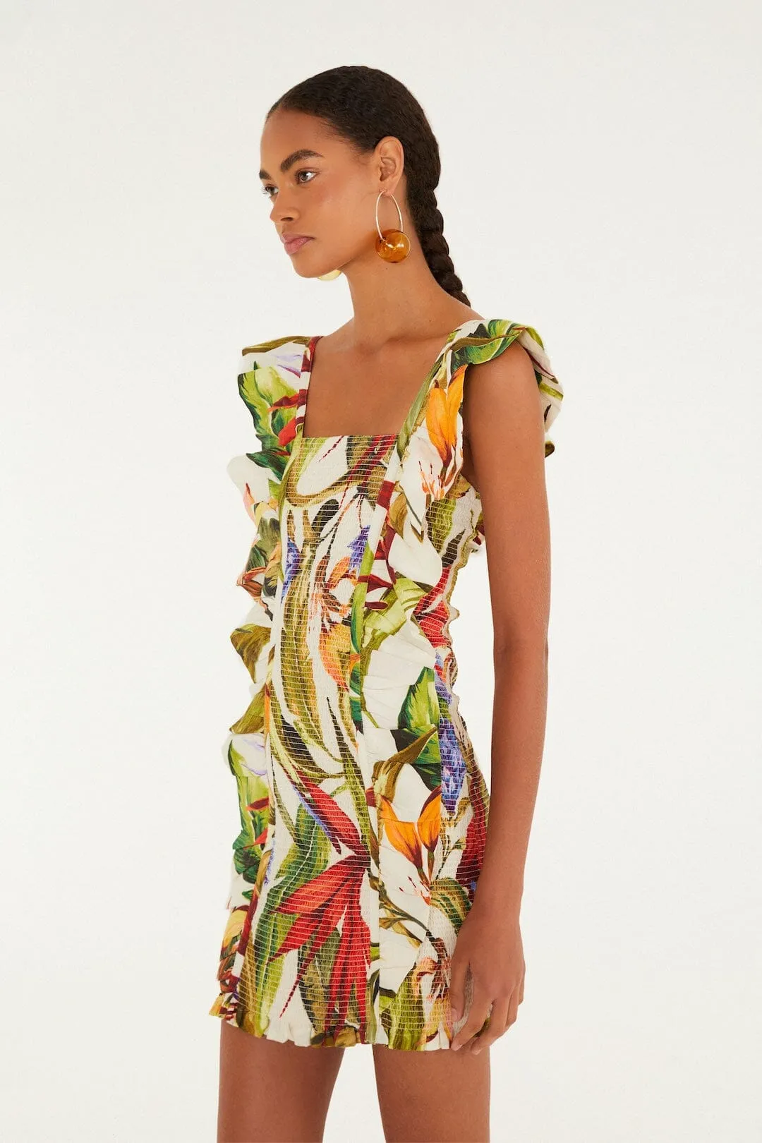 Sand Florart Short Sleeve Mini Dress sold by FARM Rio product image thumbnail 5