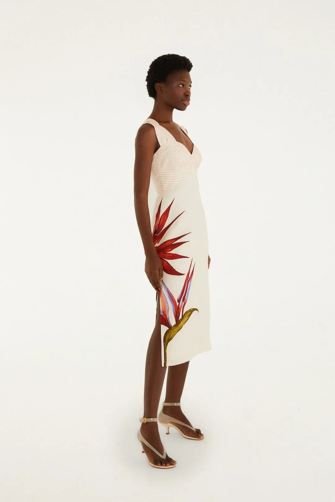 Sand Strelitzia Euroflax™ Premium Linen Midi Dress sold by FARM Rio product image thumbnail 4