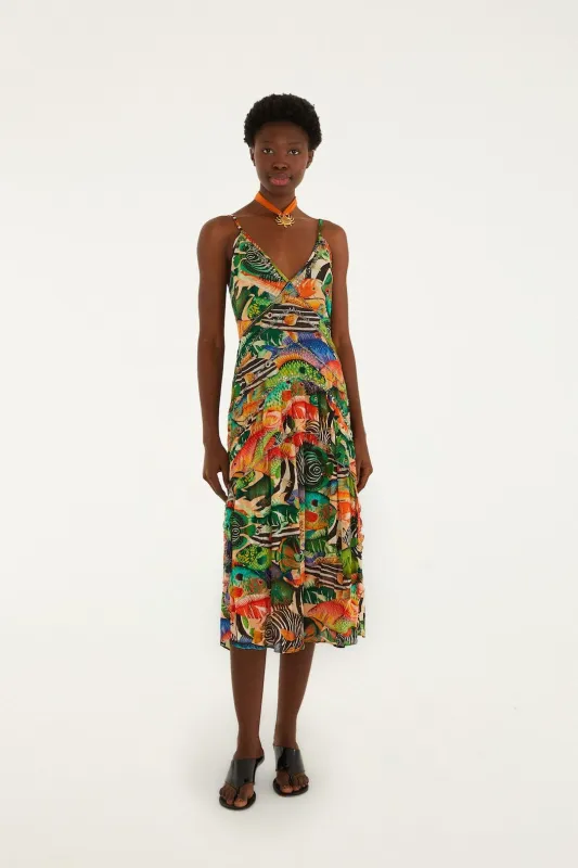 Multicolor Fish Sea Sleeveless Midi Dress made by FARM Rio