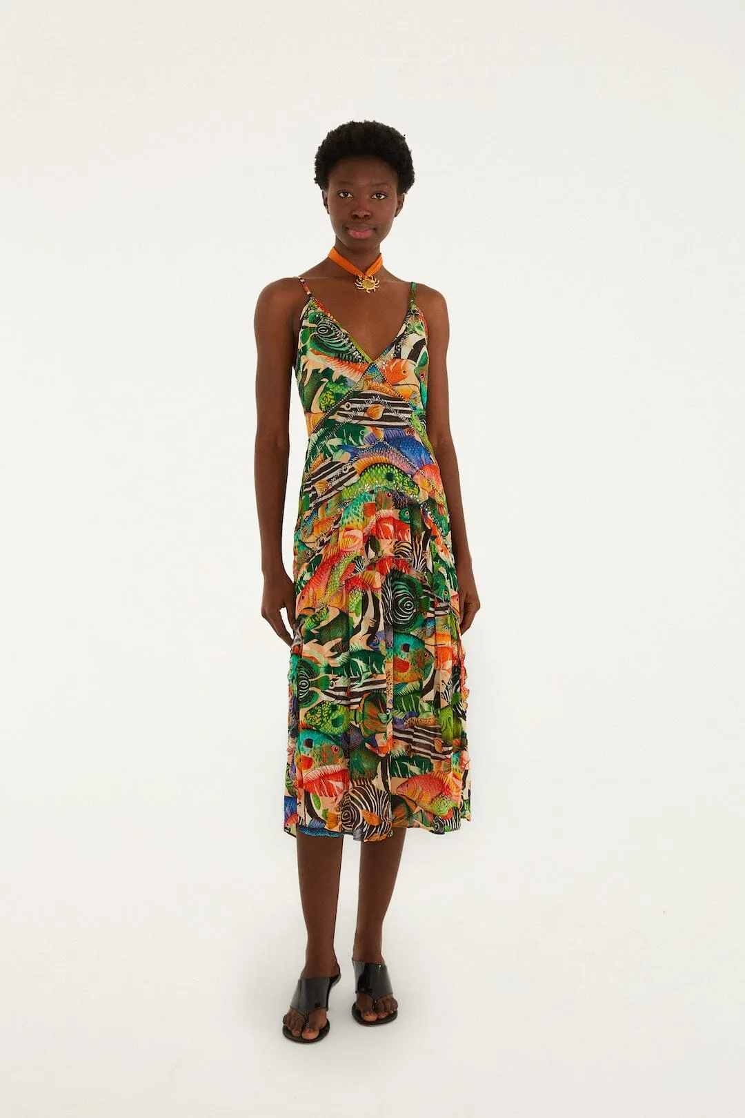 Multicolor Fish Sea Sleeveless Midi Dress sold by FARM Rio