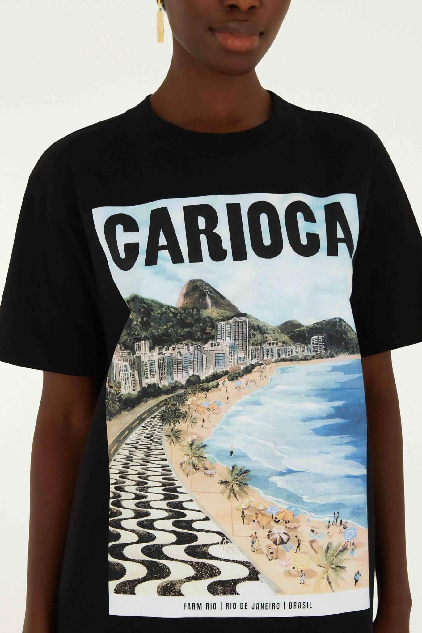 Black Landscape Carioca Organic Cotton Relaxed T-Shirt sold by FARM Rio product image thumbnail 2