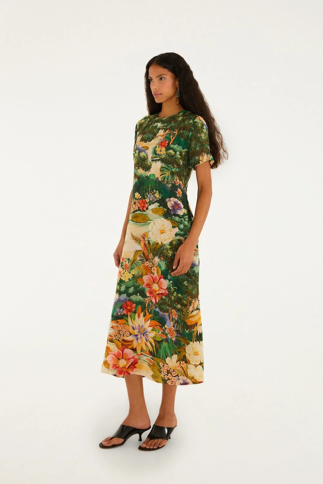 Multicolor Oriental Garden Short Sleeve Maxi Dress sold by FARM Rio product image thumbnail 4
