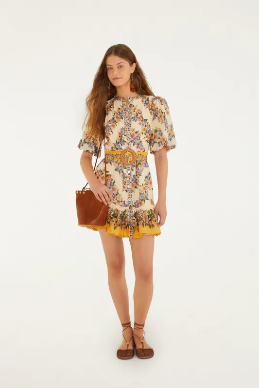 Sand Hilo Stripes Mini Dress made by FARM Rio