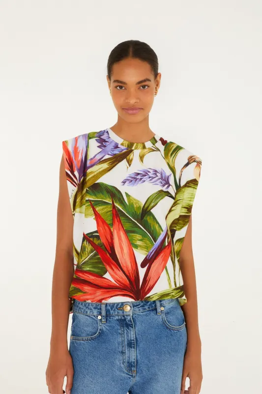 Sand Florart Organic Cotton Tshirt Blouse sold by FARM Rio