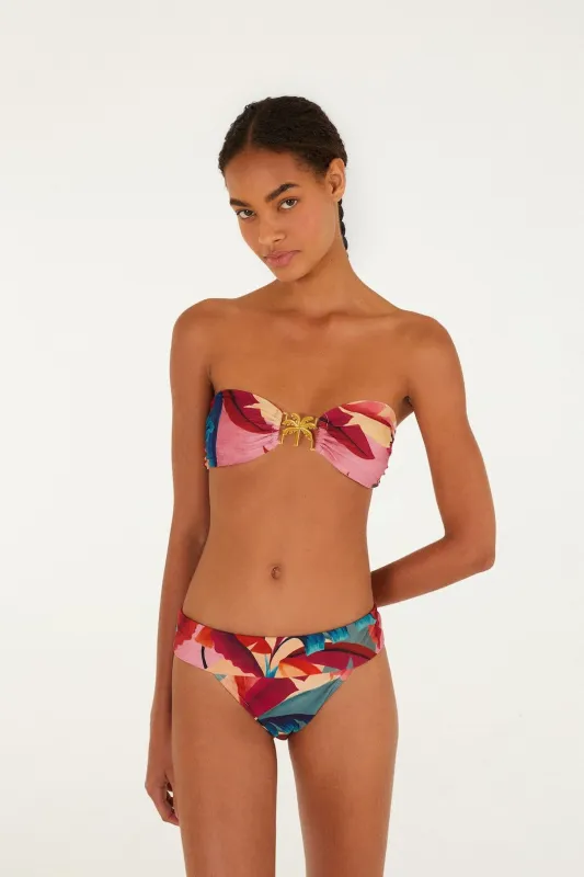 Atlantic Rain Forest Multicolored Detail Bandeau Bikini Top made by FARM Rio