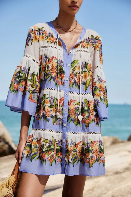 Light Blush Hilo Stripes Mini Dress made by FARM Rio