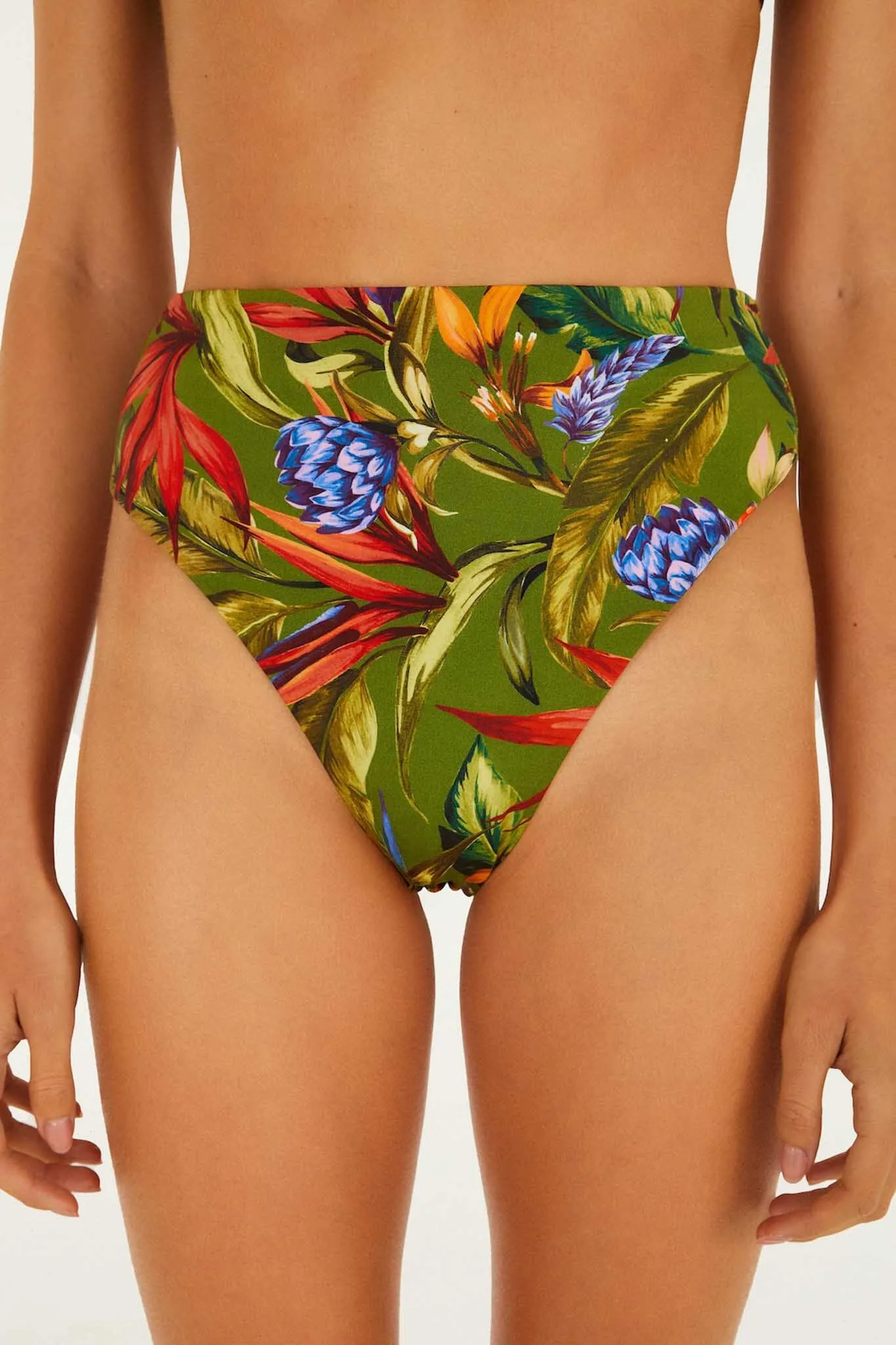 Dark Green Strelitzia Hot Pants Bikini Bottom sold by FARM Rio product image thumbnail 2