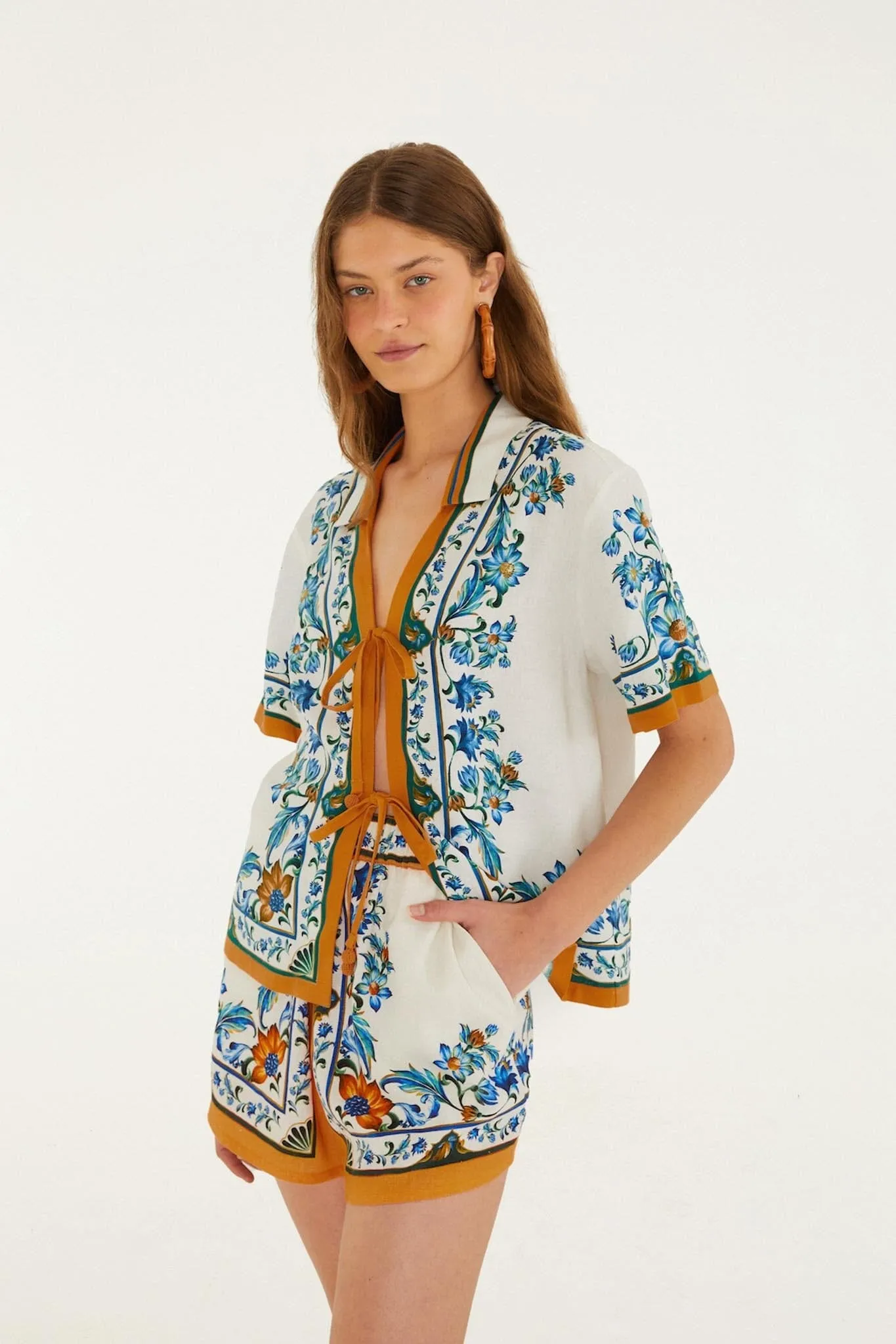 Off-White Flora Tile Shorts sold by FARM Rio