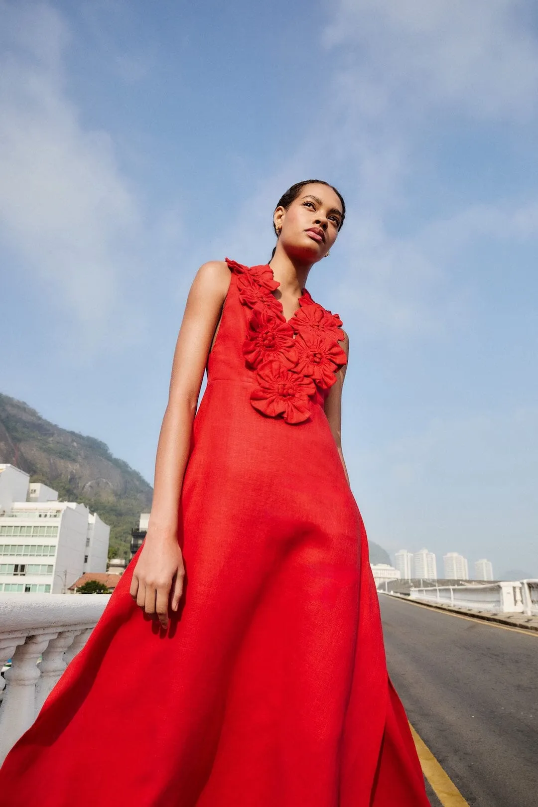 Red Sleeveless Euroflax Premium Linen Midi Dress sold by FARM Rio product image thumbnail 2