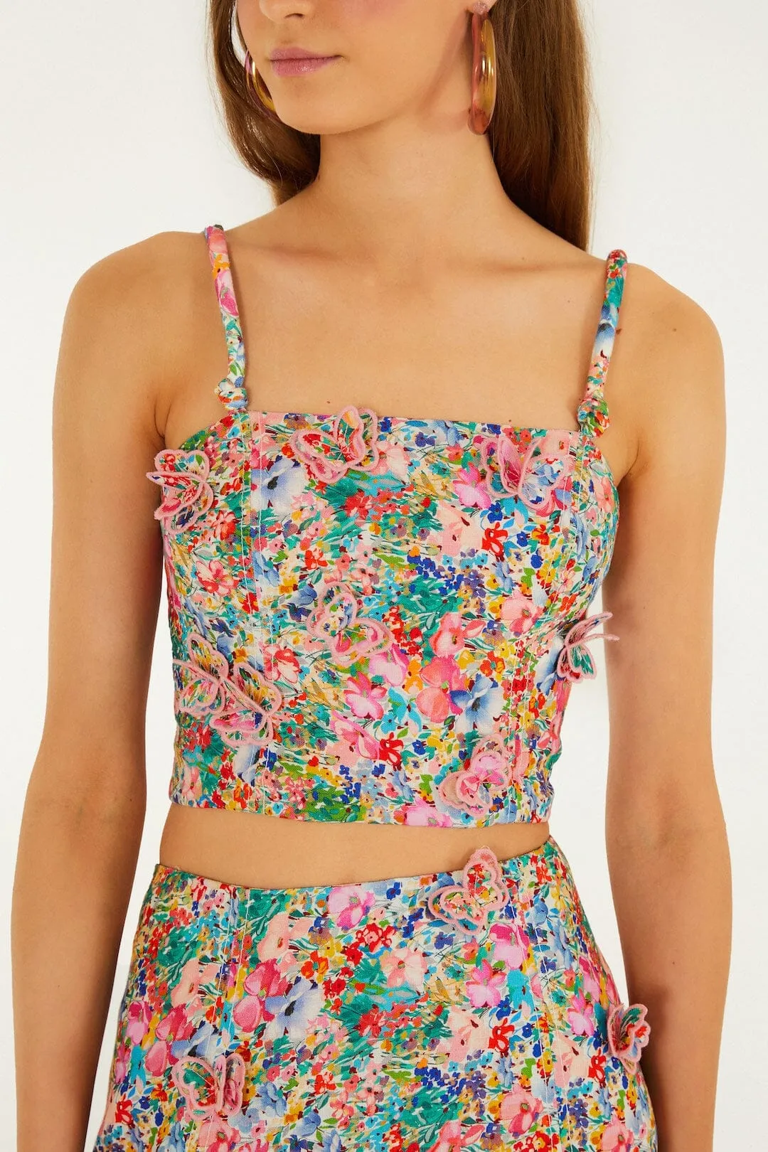 Off-White Peasant Floral Butterflies Euroflax Premium Linen Top sold by FARM Rio product image thumbnail 2