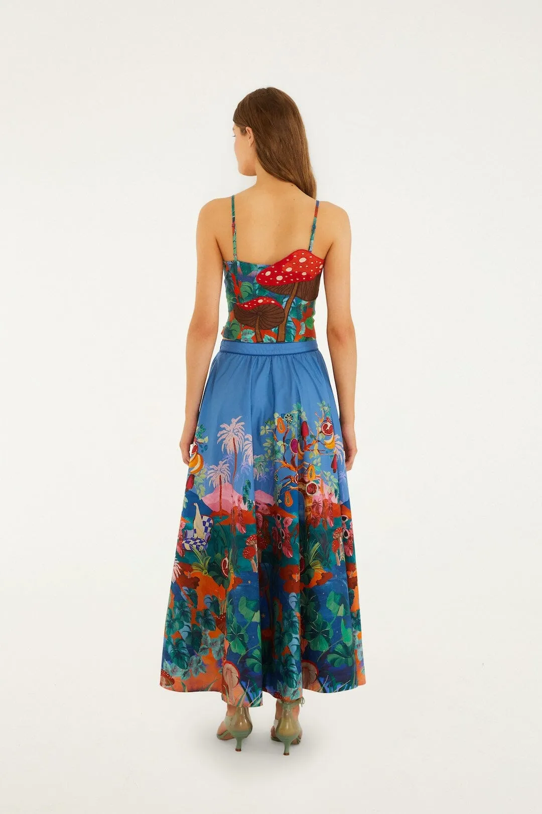 Multicolor Dream Landscape Organic Cotton Midi Skirt sold by FARM Rio product image thumbnail 3
