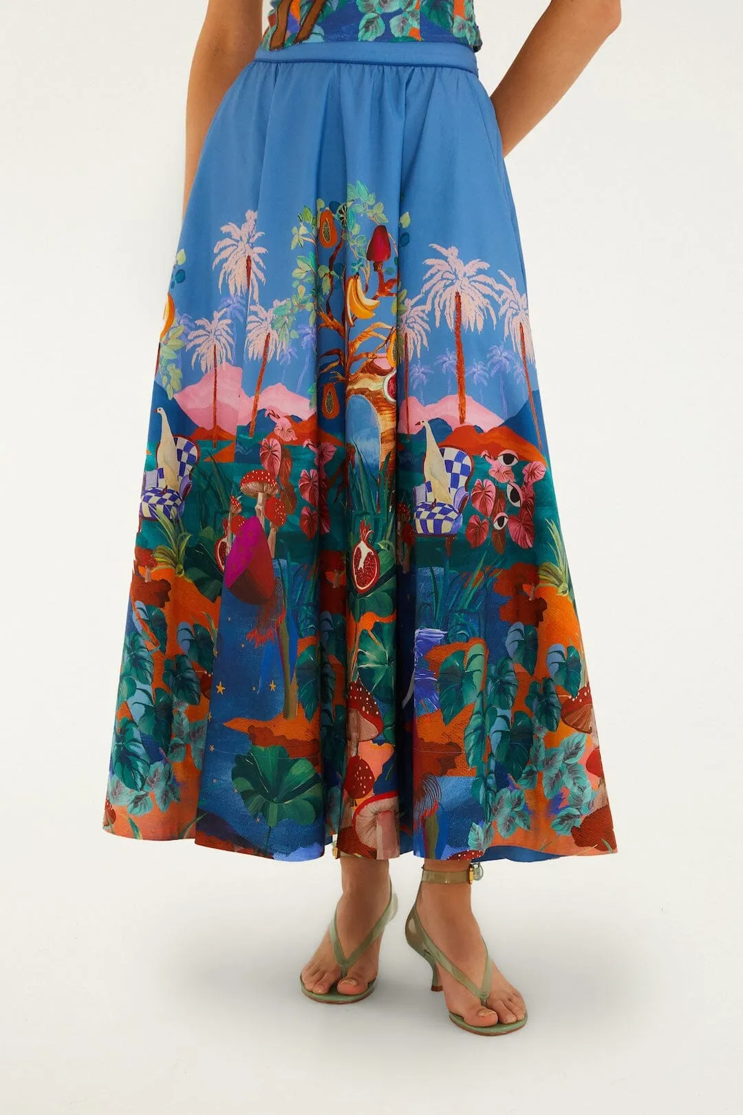 Multicolor Dream Landscape Organic Cotton Midi Skirt sold by FARM Rio product image thumbnail 2
