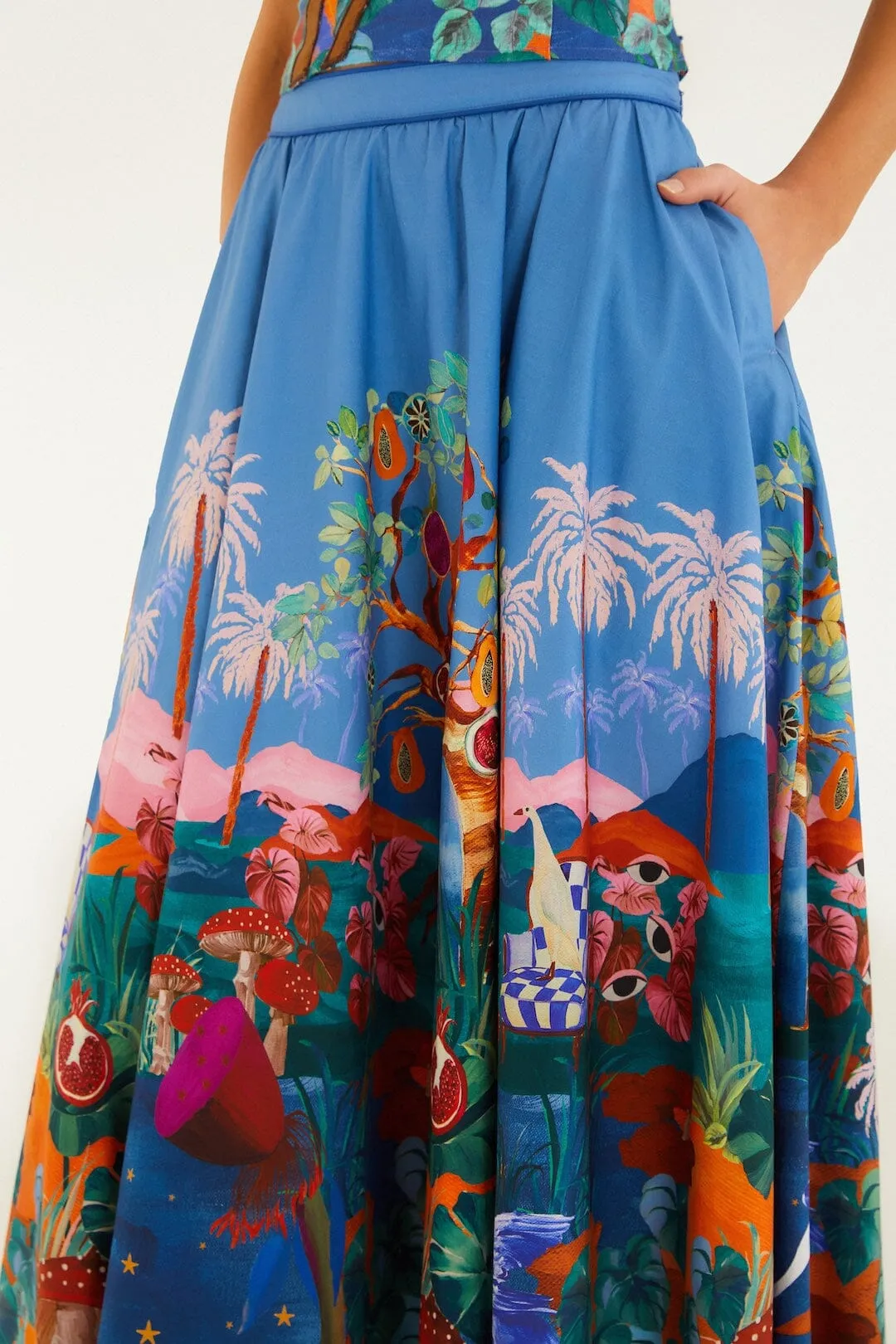 Multicolor Dream Landscape Organic Cotton Midi Skirt sold by FARM Rio product image thumbnail 4