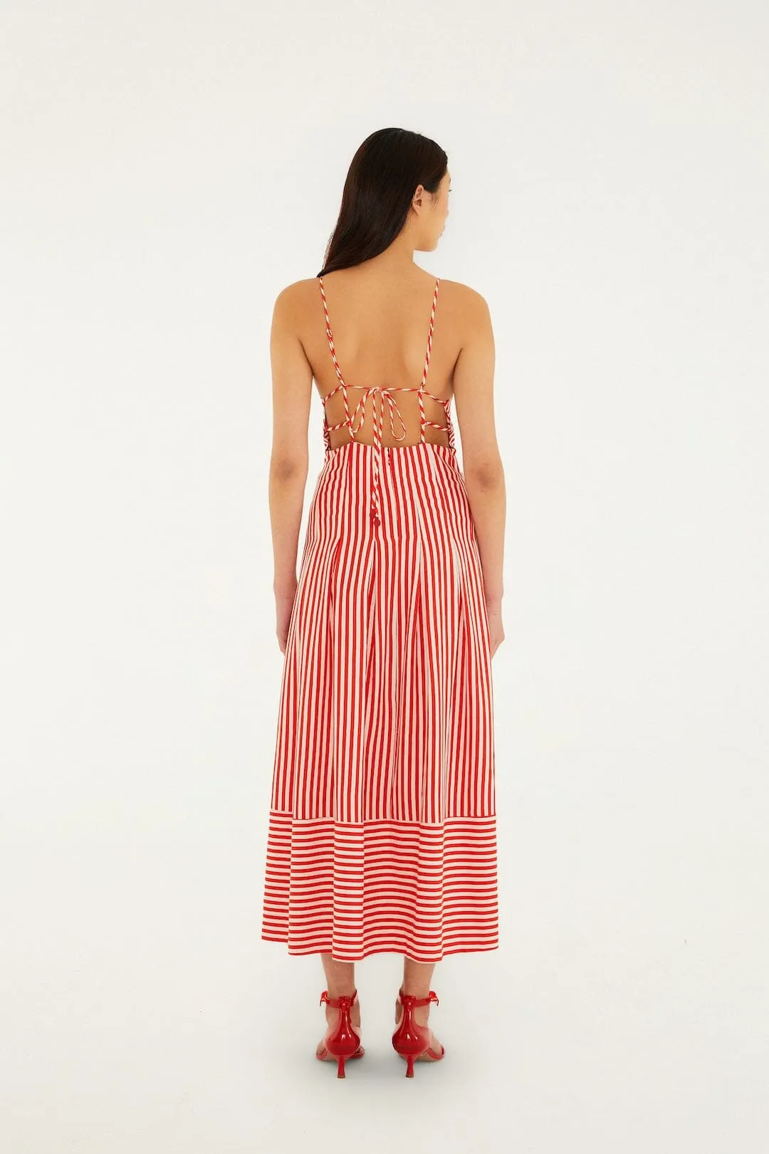 Off-White Checkered Stripes Sleeveless Lenzing™ Ecovero™ Euroflax™ Maxi Dress sold by FARM Rio product image thumbnail 3