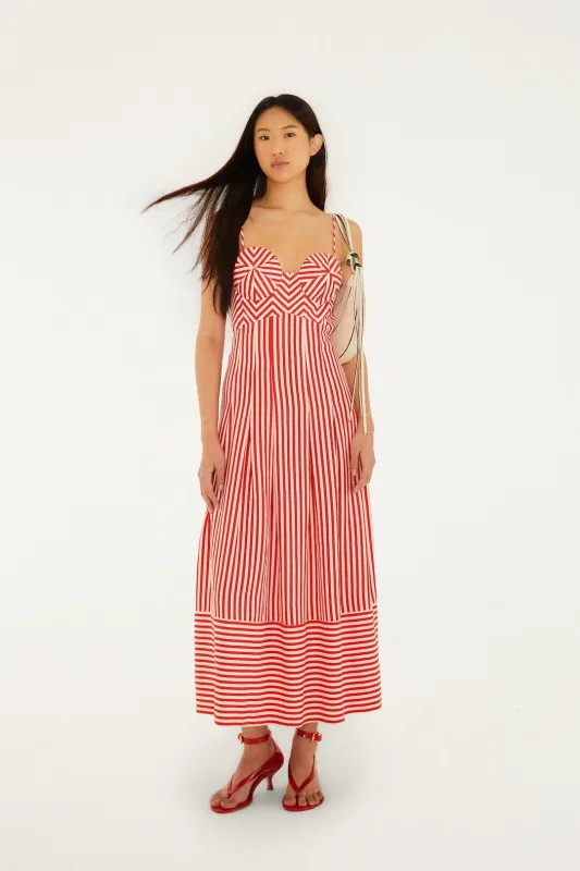 Off-White Checkered Stripes Sleeveless Lenzing™ Ecovero™ Euroflax™ Maxi Dress made by FARM Rio